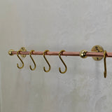 Copper Kitchen Pot Rack With "S" Hooks