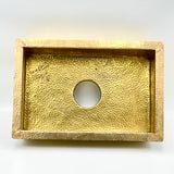 Solid Hammered Brass Dropped in Sink - Farmhouse Island Sink