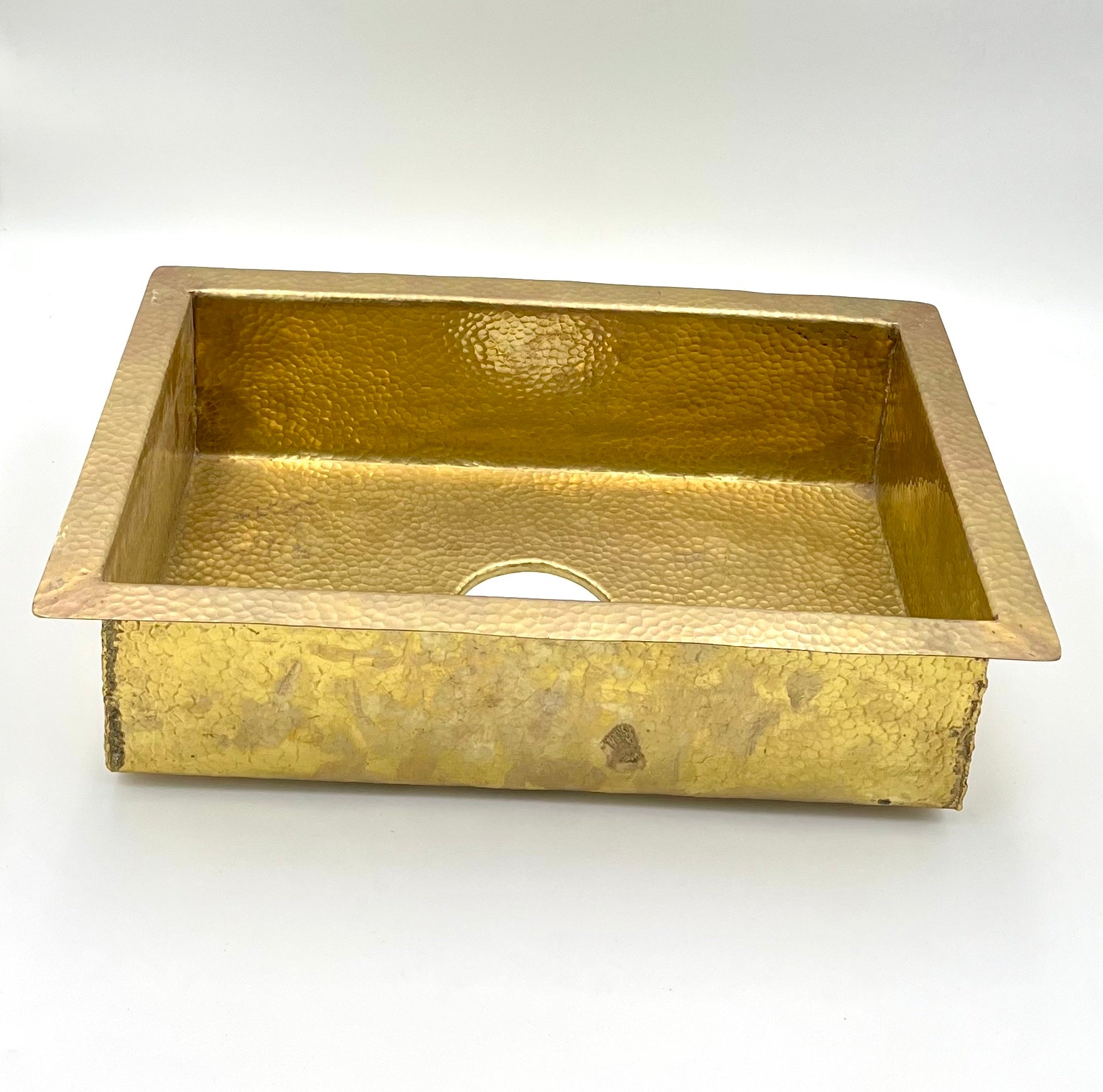 Solid Hammered Brass Dropped in Sink - Farmhouse Island Sink
