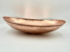 Unlacquered Solid Copper Sink - Oval Vessel Sink in Hammered Solid Copper