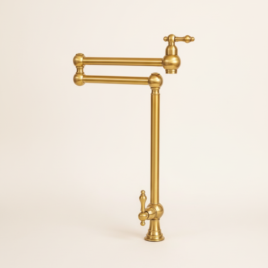 Solid brass pot filler faucet deck mounted