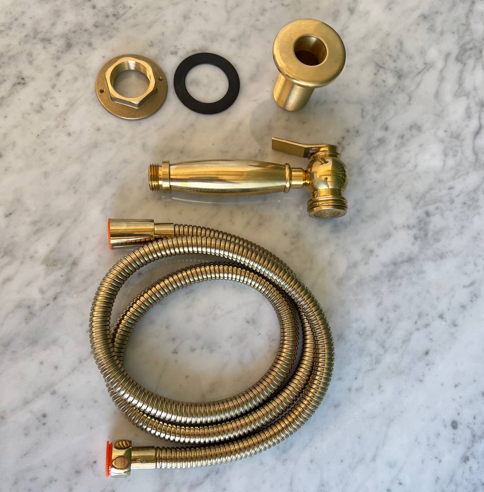 Unlacquered brass oldenglow kitchen sprayer 