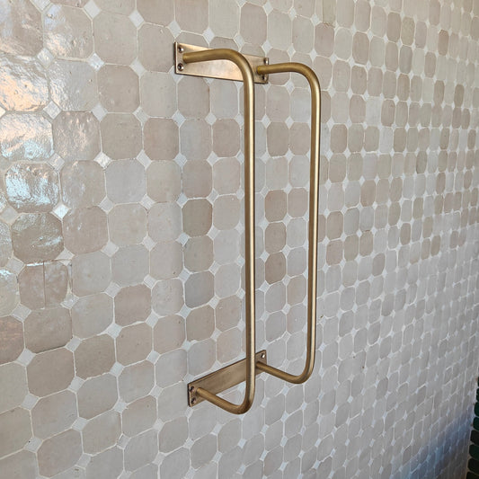 Unlacquered Brass Wall Mount Towel Holder - Two Vertical Rods