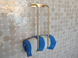 Unlacquered Brass Wall Mount Towel Holder - Two Vertical Rods