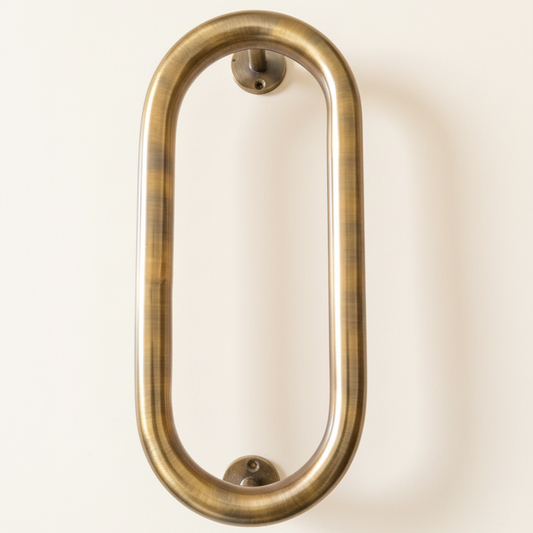 Brass oval door handle : Bronze finish