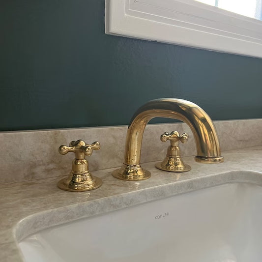 Deck Mounted Sink Faucet - unlacquered brass