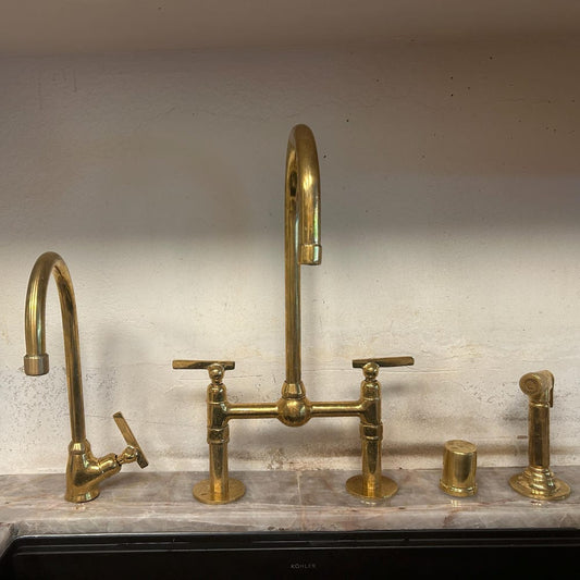 Unlacquered Brass Kitchen Faucet Combo