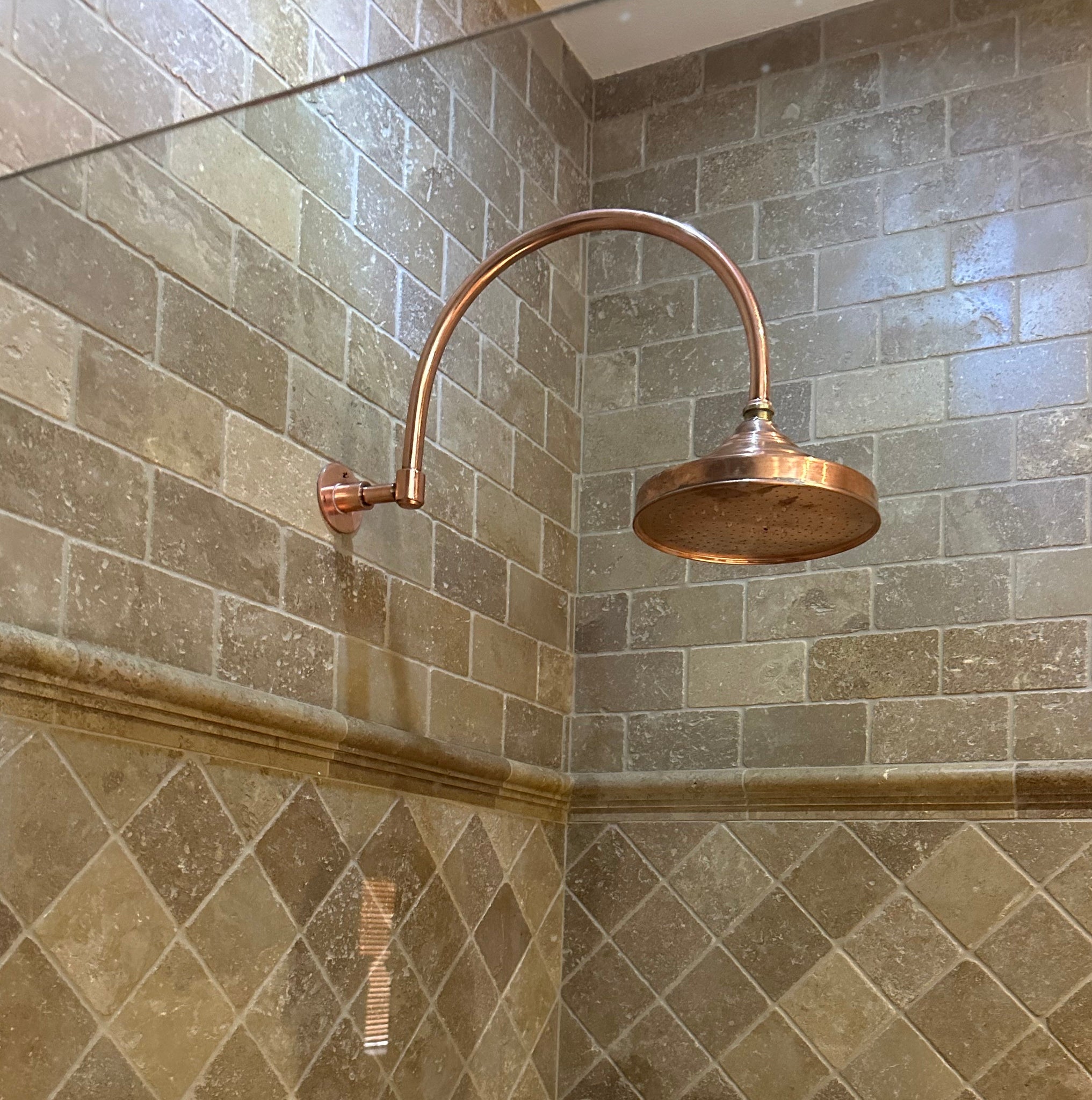 Round Shower Head In Real Copper, Unlacquered Cooper Outdoor and Indoor showerhead