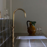 Solid Brass Kitchen Sink Faucet - Vintage Kitchen Faucet In Unlacquered Brass