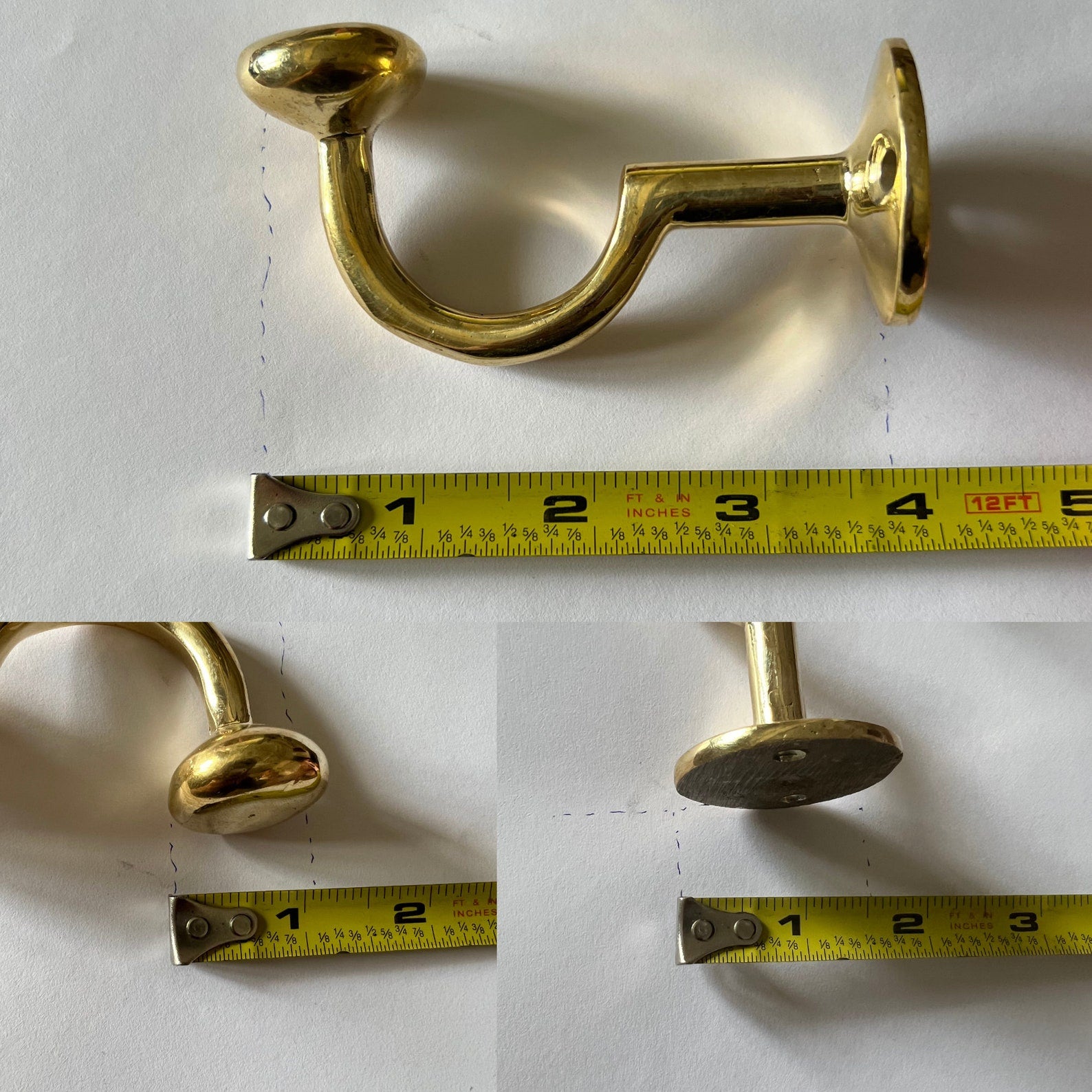 Unlacquered Brass Hooks, Solid Brass "S" Hook