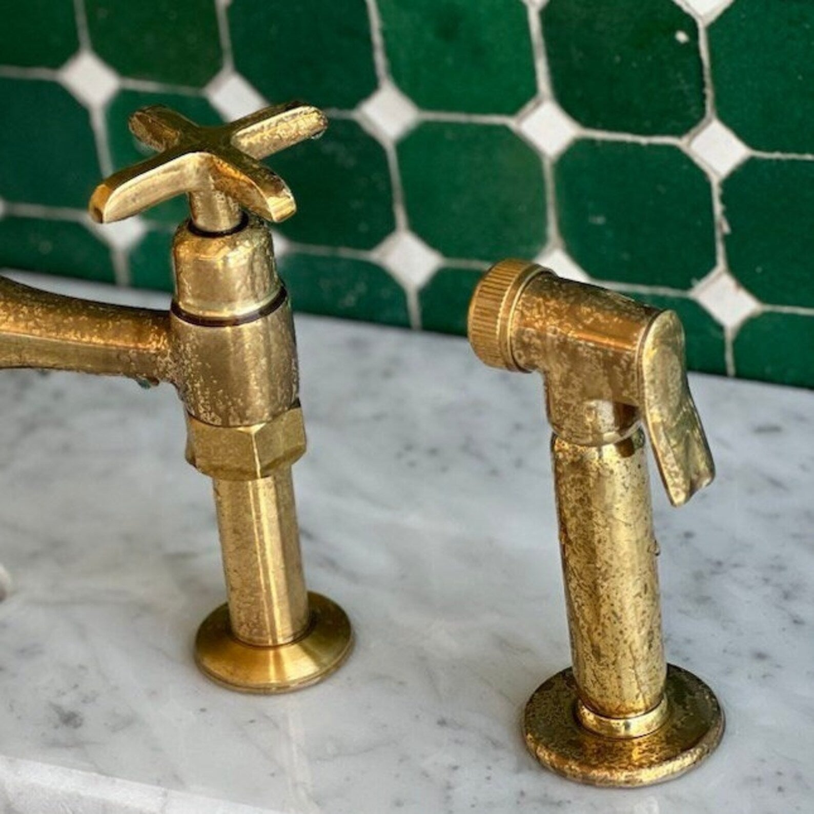 Unlacquered Brass Kitchen Faucet, Solid Brass Bridge Faucet
