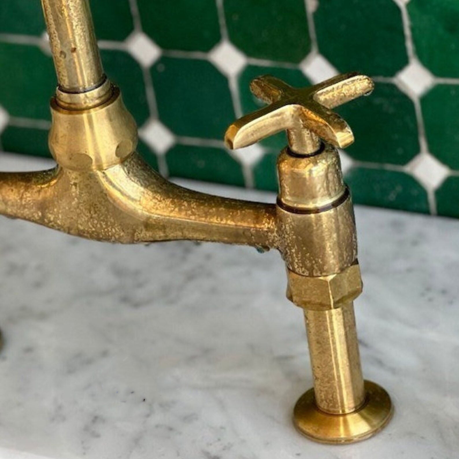Unlacquered Brass Kitchen Faucet, Solid Brass Bridge Faucet