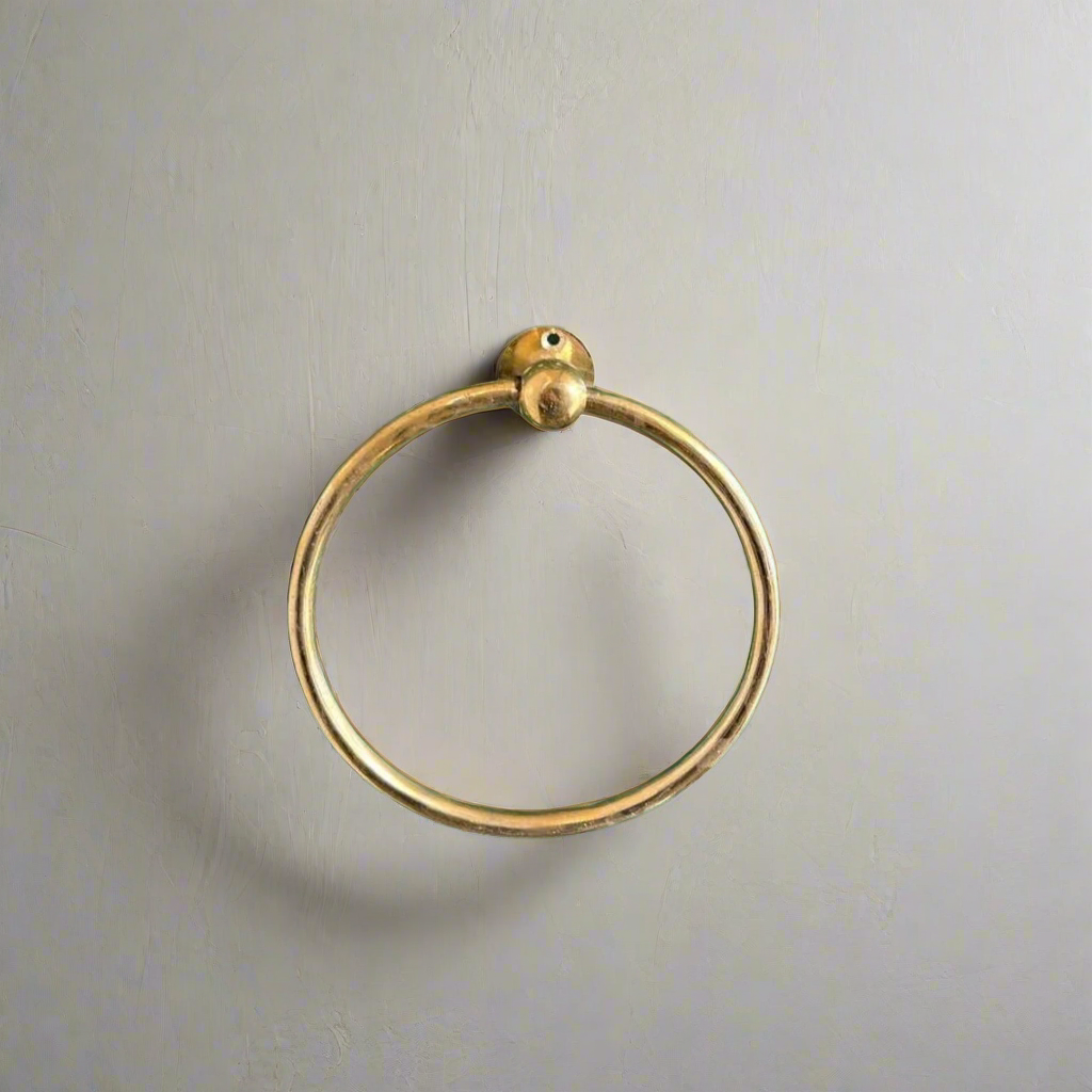 Circle Unlacquered Brass Towel Rack Holder - Solid Brass Towel Rail