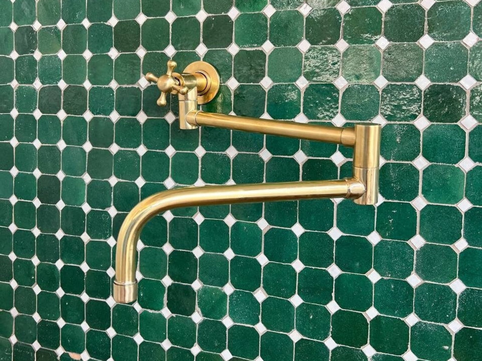 Unlacquered Brass Wall Mount Faucet - Wall Mount Pot filler For Kitchen