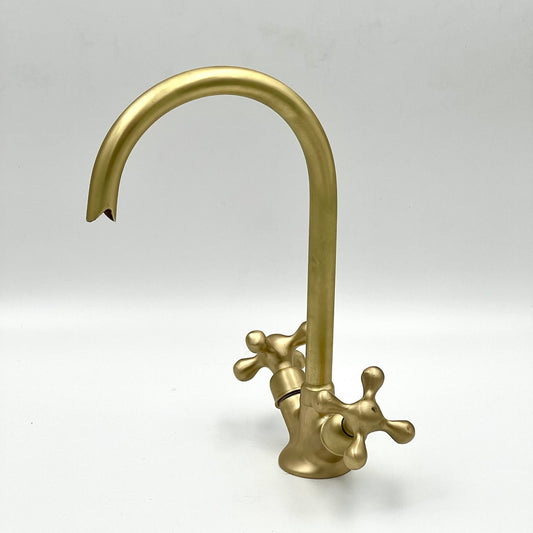 Brass Single Hole Two Handle Kitchen Faucet - Aged Brass