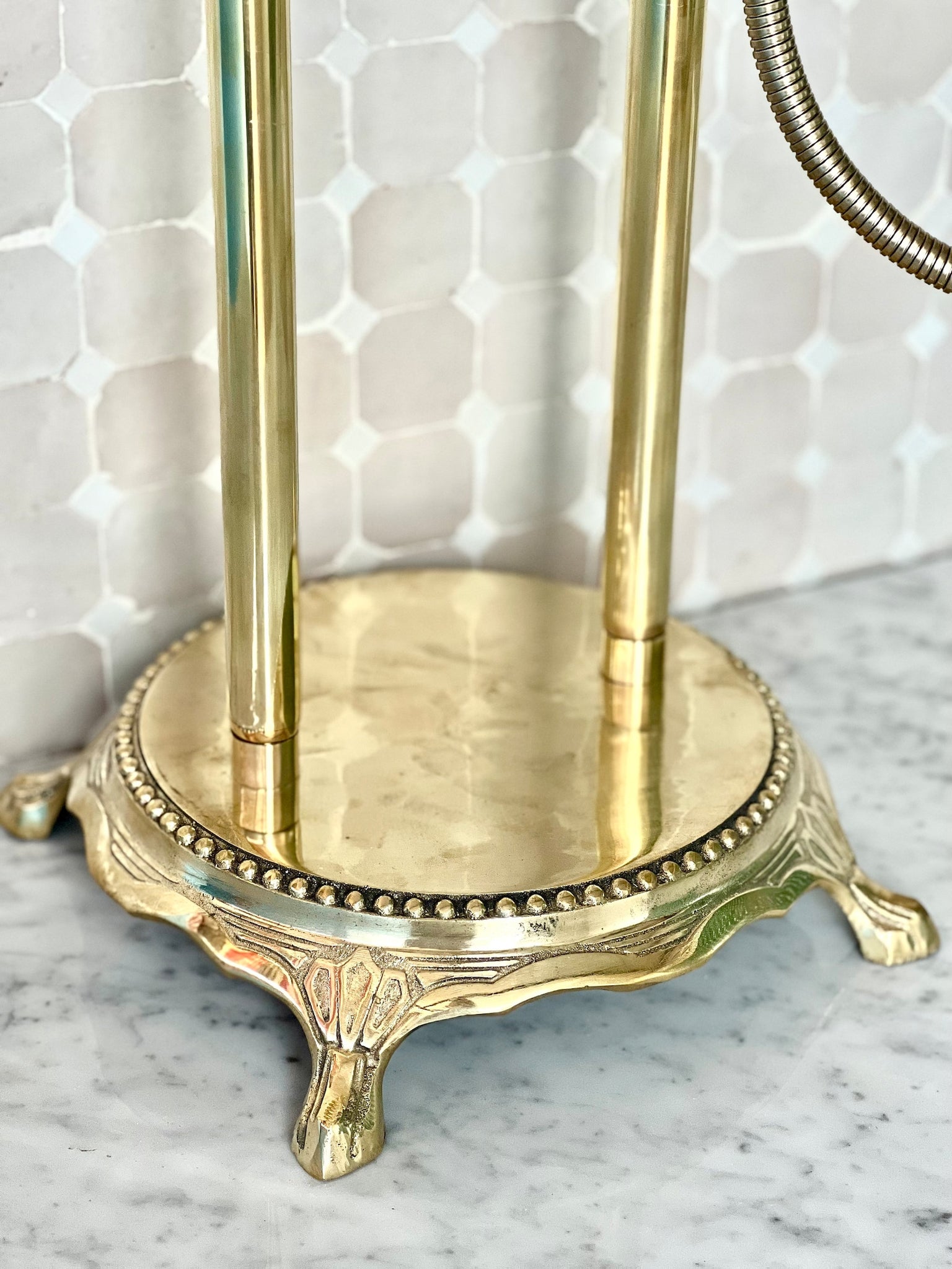 Unlacquered Brass FLoor Mounted Tub Filler