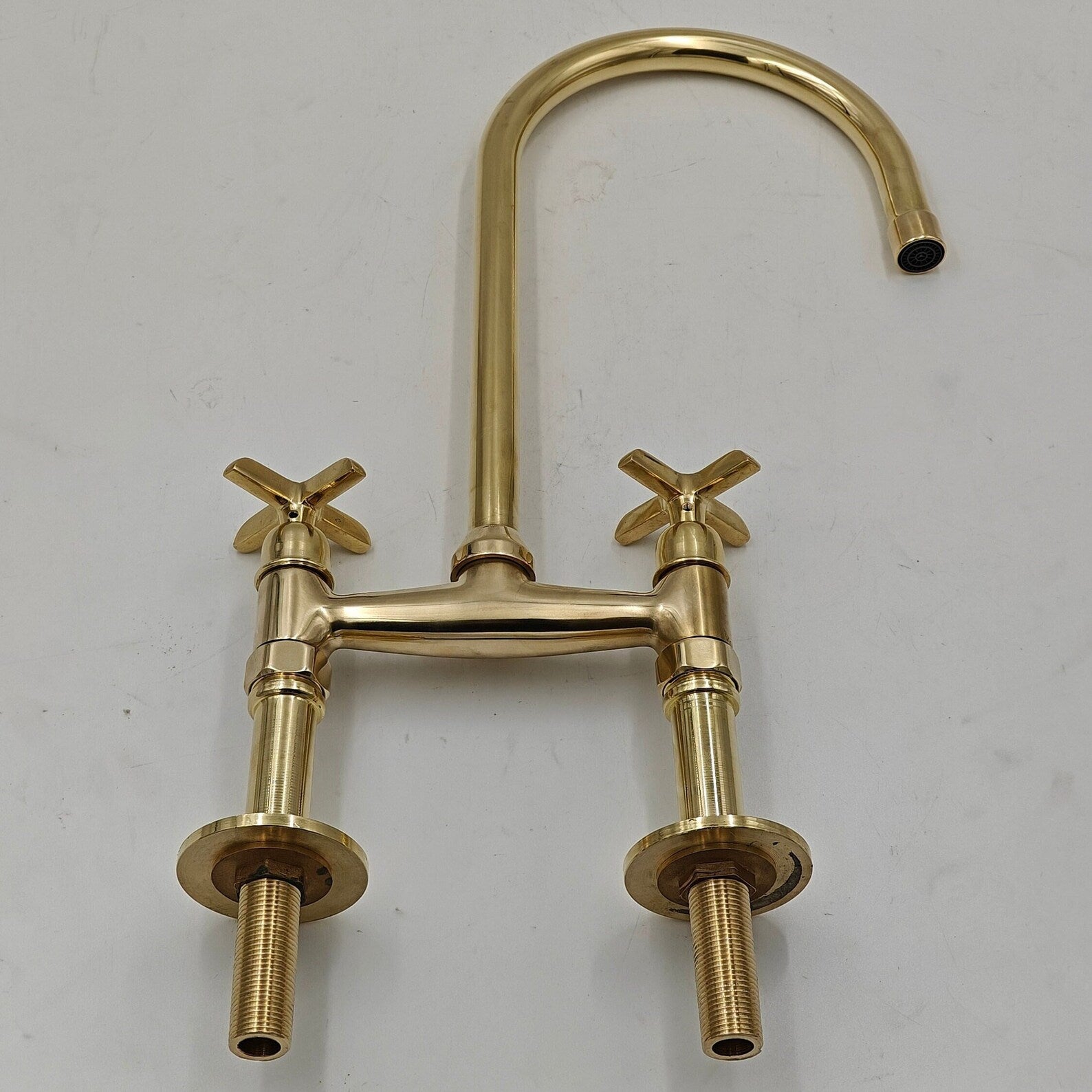 Solid Brass Kitchen Sink Faucet - Vintage Kitchen Faucet In Unlacquered Brass