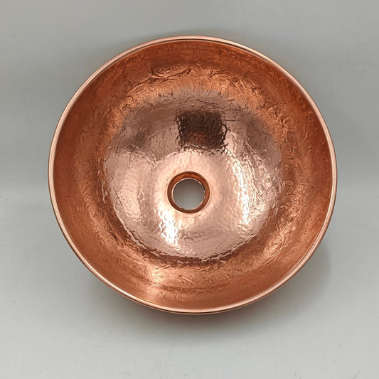 Engraved copper bathroom sink