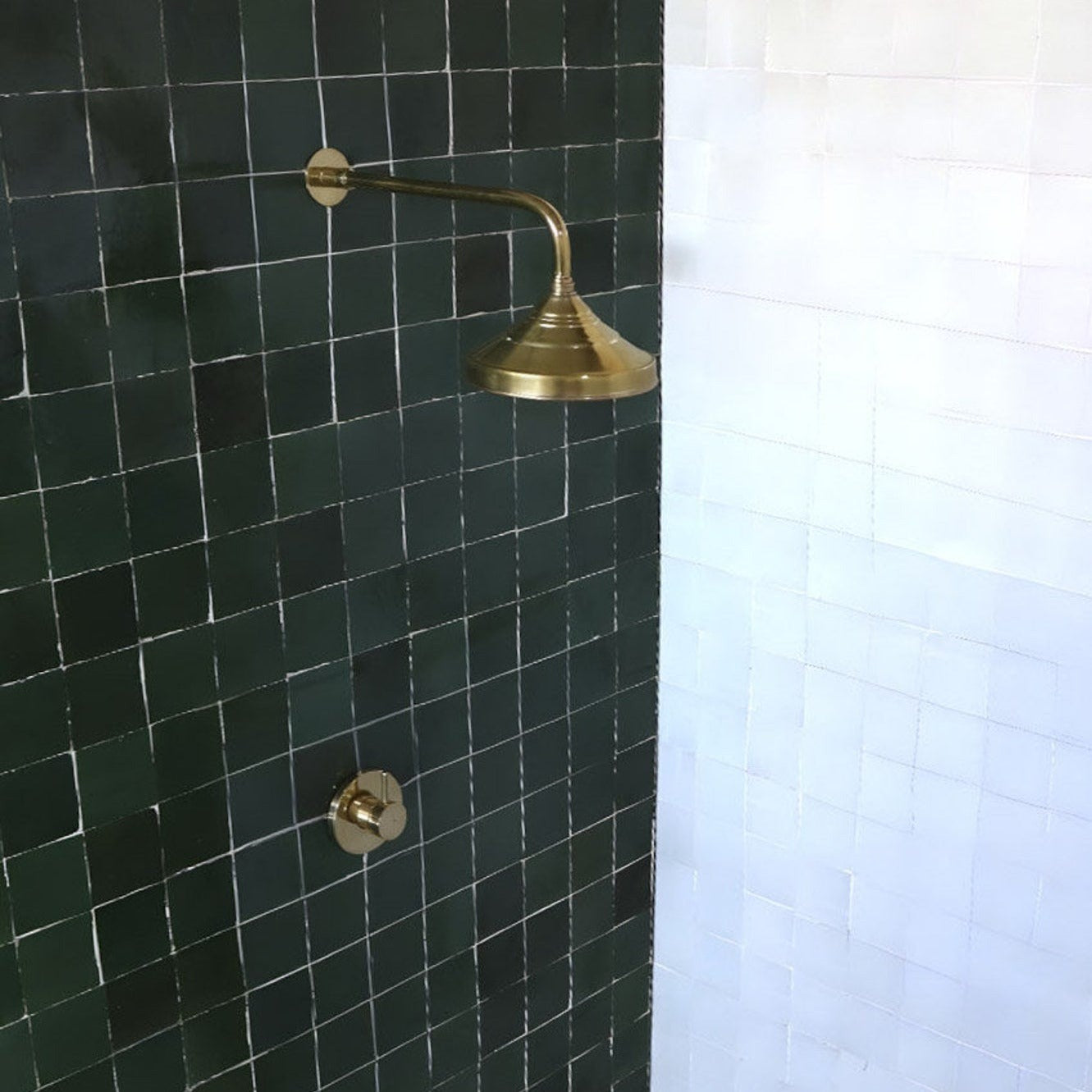 Vintage Unlacquered Brass Shower System, Rain Shower Head, customized shower arm and shower head