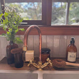Unlacquered Brass and Copper Kitchen Faucet