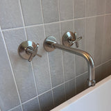 Nickel Wall-Mount Tub Faucet, Nickel Wall Mounted Faucet, Solid Brass Bathroom Faucet