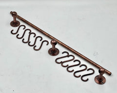 Antique Style Copper Pot Rack Vintage Handmade Pot Rack Rustic Wall Mounted