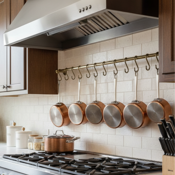 oil bronze pot rail kitchen