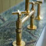 oldenglow unlacquered brass bridge faucet for kitchen