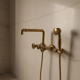wall mounted Brass shower faucet and handheld shower head 