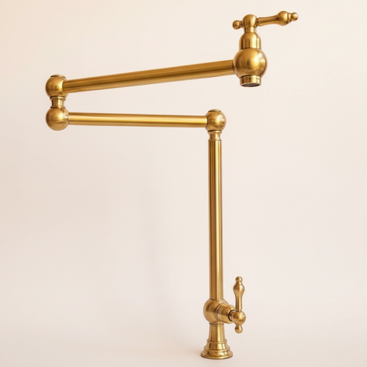 unlacquered brass deck mounted pot filler