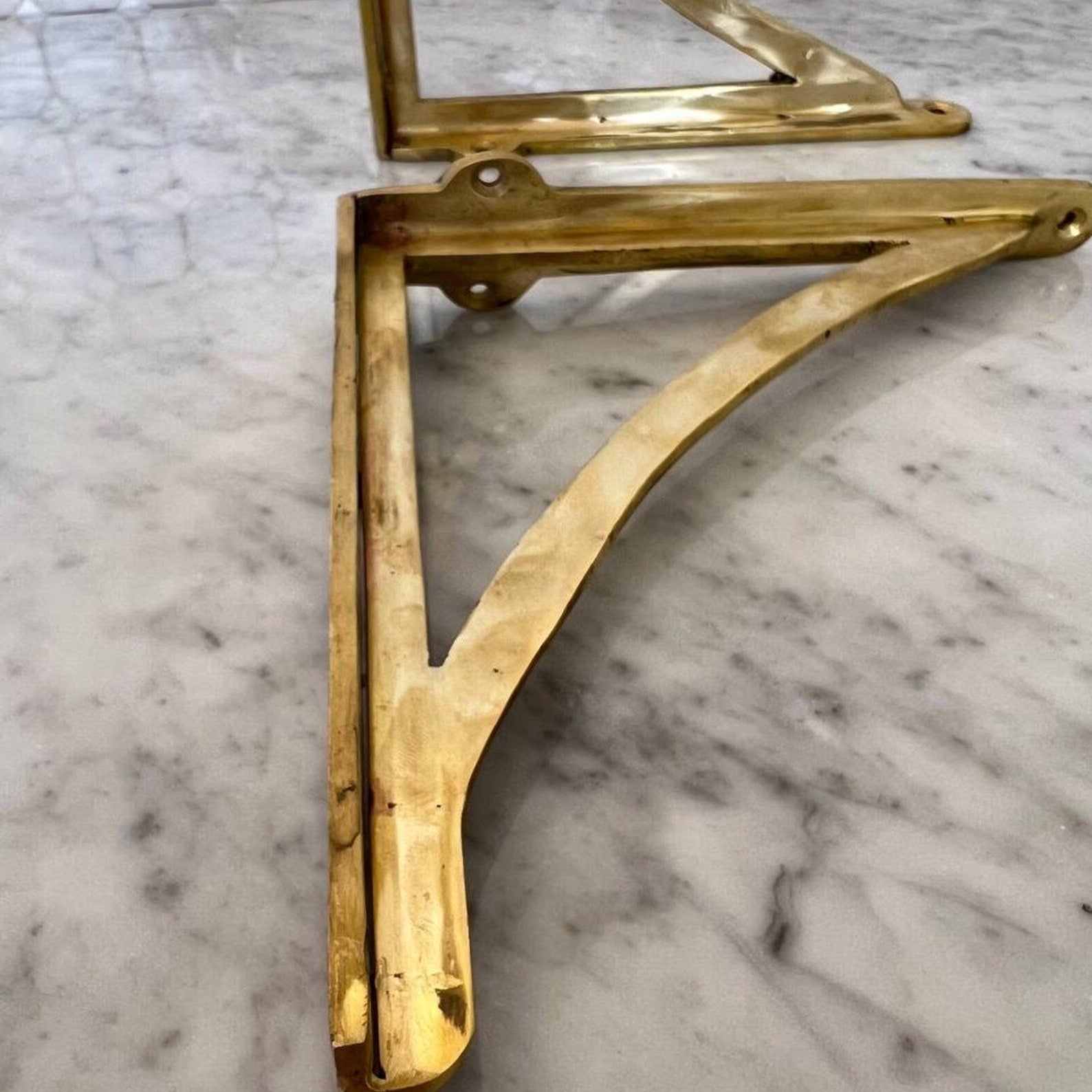 unlacquered brass shelf rail with screws 