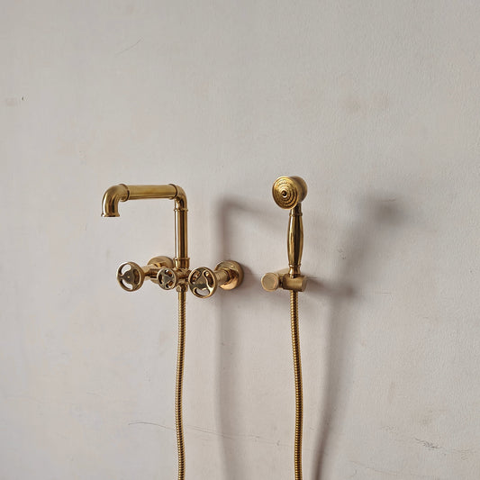 brass wall mount tub faucet with  handles
