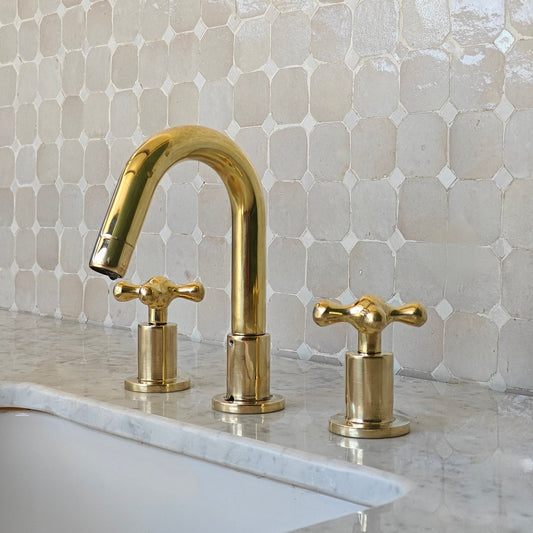 unlacquered brass bathroom faucet short spout 