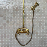 unlacquered brass vintage shower system 