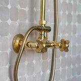 unlacquered brass vintage shower system with showerhand